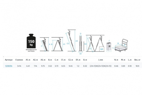 Купить Лестница трехсекционная НОВАЯ ВЫСОТА 3х14 универсальная 1,8 м фото №14